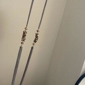 bronze colored multi chain 24 inch gem necklace